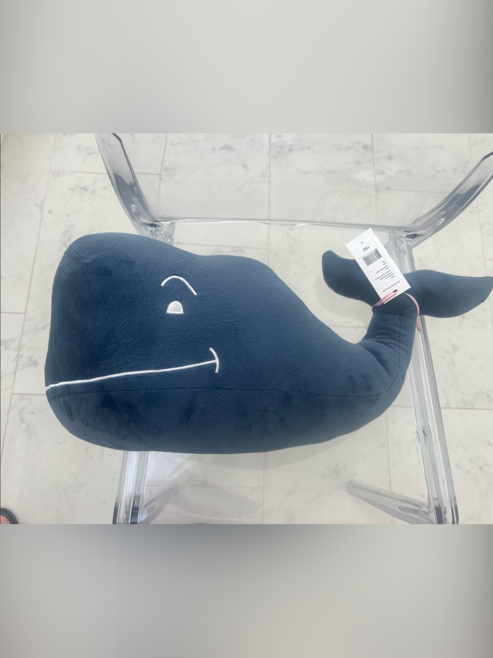 NEW Vineyard Vines Navy Whale Plush Accent Pillow